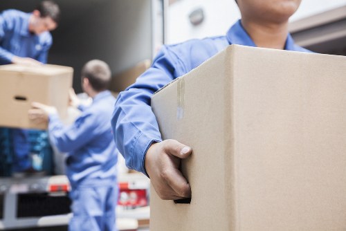 Man and van moving boxes in Togermany residential area