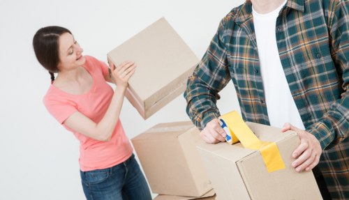 Professional packing team organizing household boxes in Togermany