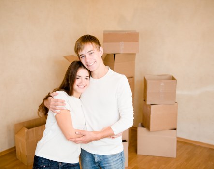 House removal team helping a family move in Togermany