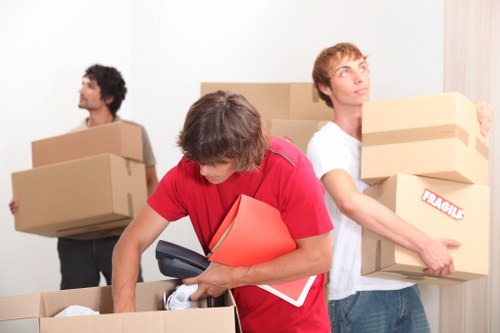 Local removals team handling boxes and household items